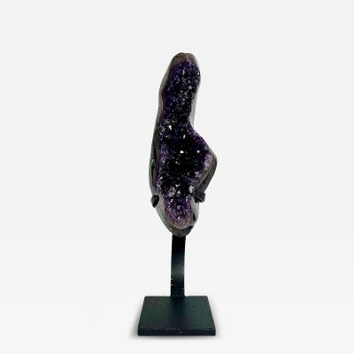 Amethyst Crystal Geode Cluster on Custom Stand Uruguay 