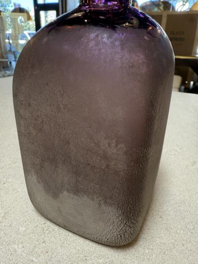 Amethyst Glass Vase with Frosted Craquelure Body 1970s