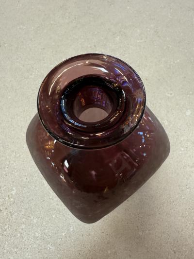 Amethyst Glass Vase with Frosted Craquelure Body 1970s