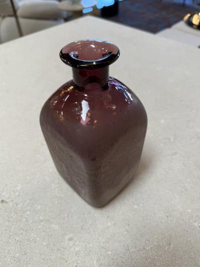 Amethyst Glass Vase with Frosted Craquelure Body 1970s