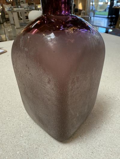 Amethyst Glass Vase with Frosted Craquelure Body 1970s