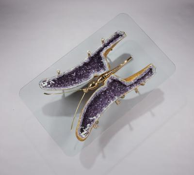 Amethyst and 22K Gold Leaf Butterfly Coffee Table