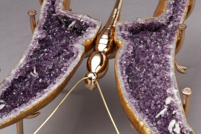 Amethyst and 22K Gold Leaf Butterfly Coffee Table
