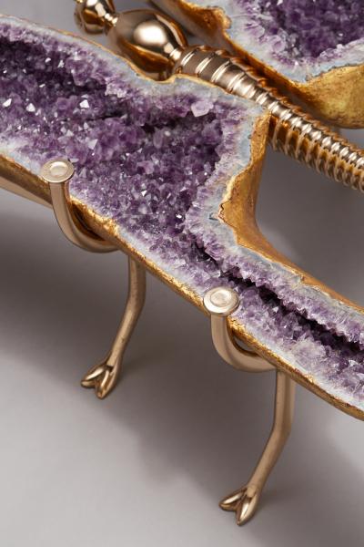 Amethyst and 22K Gold Leaf Butterfly Coffee Table