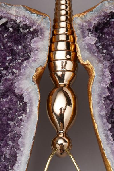 Amethyst and 22K Gold Leaf Butterfly Coffee Table