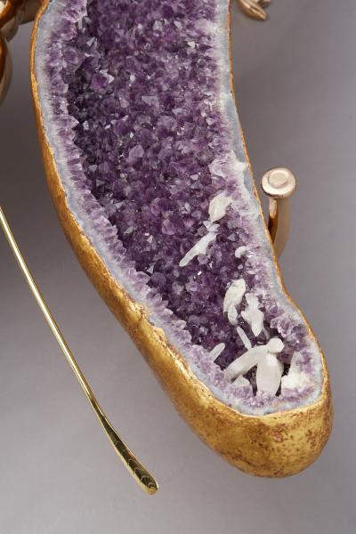 Amethyst and 22K Gold Leaf Butterfly Coffee Table