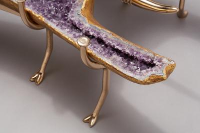 Amethyst and 22K Gold Leaf Butterfly Coffee Table