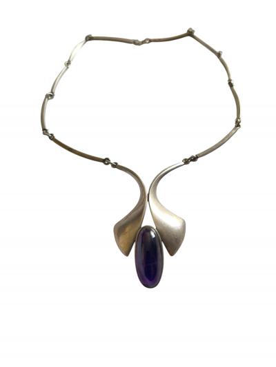 Amethyst and silver necklace