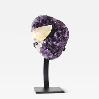 Amethyst with Calcite Geode Natural Specimen 8 8 LBS on Stand