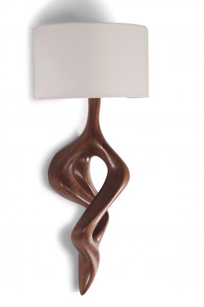 Amorph Nomi Sconces Natural Walnut with Ivory shade