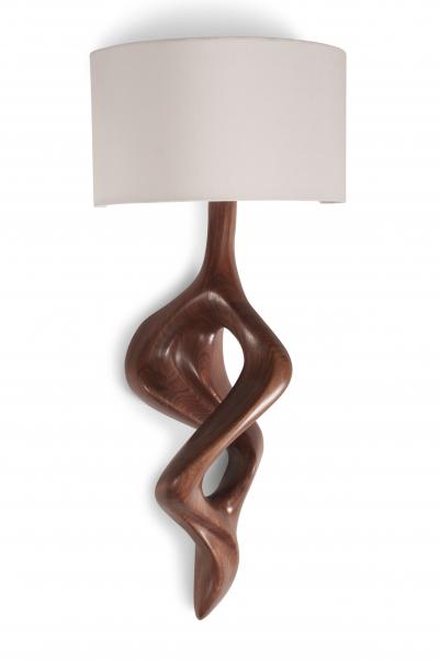 Amorph Nomi Sconces Natural Walnut with Ivory shade