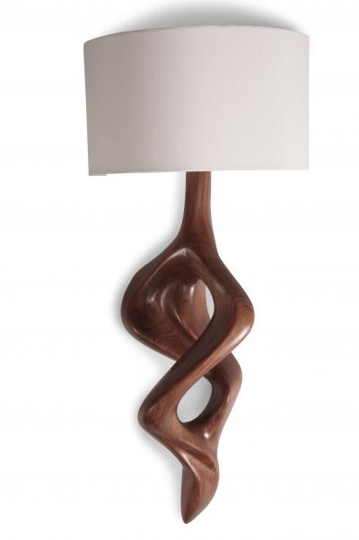 Amorph Nomi Sconces Natural Walnut with Ivory shade