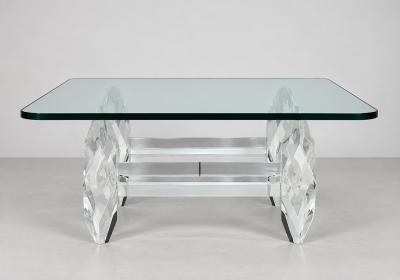 Amparo Calderon Tapia Amparo Calderon Tapia Diamante Sculptural Lucite Glass Coffee Table