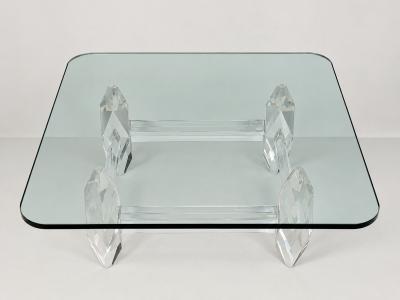 Amparo Calderon Tapia Amparo Calderon Tapia Diamante Sculptural Lucite Glass Coffee Table
