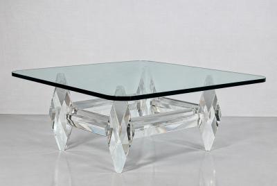 Amparo Calderon Tapia Amparo Calderon Tapia Diamante Sculptural Lucite Glass Coffee Table