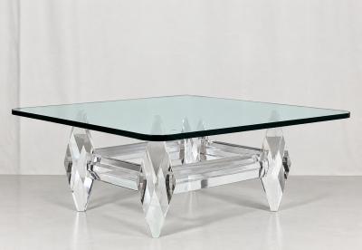 Amparo Calderon Tapia Amparo Calderon Tapia Diamante Sculptural Lucite Glass Coffee Table