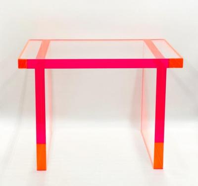 Amparo Calderon Tapia Fluorescent Pink Clear Lucite Bench by Amparo Calderon Tapia