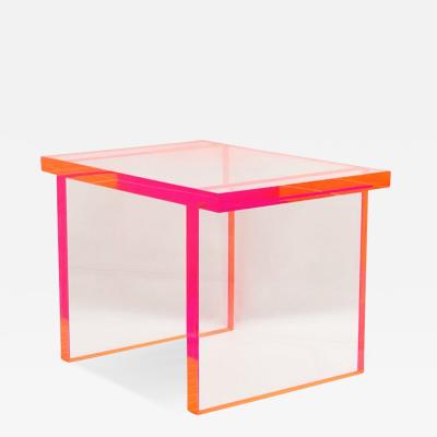 Amparo Calderon Tapia Fluorescent Pink Clear Lucite Bench by Amparo Calderon Tapia