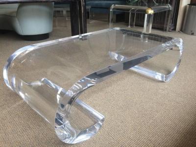 Amparo Calderon Tapia Limited Edition Scroll Coffee Table in Thick Lucite by Amparo Calderon Tapia