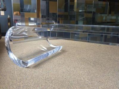 Amparo Calderon Tapia Limited Edition Scroll Coffee Table in Thick Lucite by Amparo Calderon Tapia