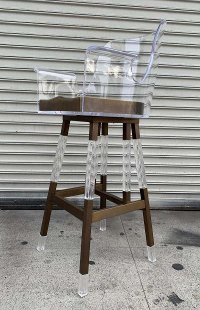 Amparo Calderon Tapia Lithe Barstool in Lucite Solid Brass by Amparo Calderon Tapia