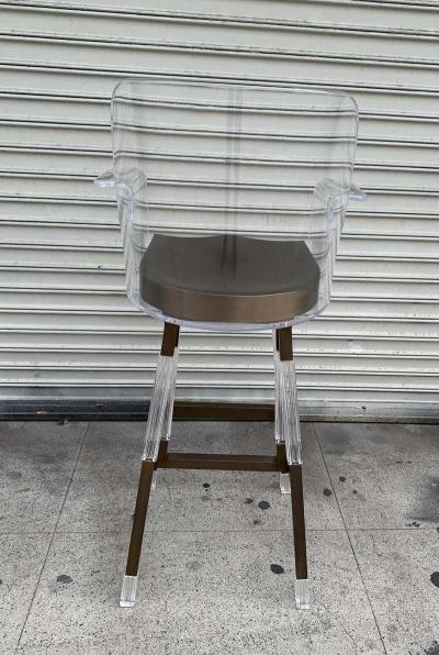 Amparo Calderon Tapia Lithe Barstool in Lucite Solid Brass by Amparo Calderon Tapia