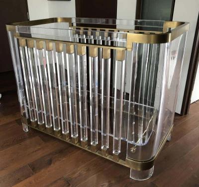 Amparo Calderon Tapia Lithe Lucite Brass Baby Crib by Amparo Calderon Tapia
