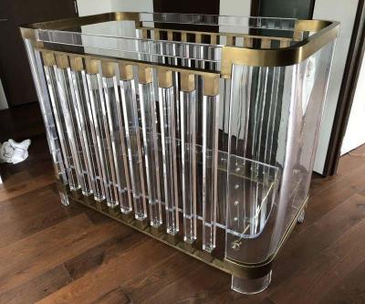 Amparo Calderon Tapia Lithe Lucite Brass Baby Crib by Amparo Calderon Tapia