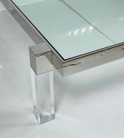 Amparo Calderon Tapia Lucite Solid Stainless Steel Coffee Table by Amparo Calderon Tapia