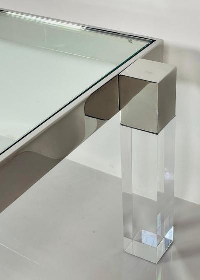Amparo Calderon Tapia Lucite Solid Stainless Steel Coffee Table by Amparo Calderon Tapia