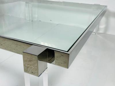 Amparo Calderon Tapia Lucite Solid Stainless Steel Coffee Table by Amparo Calderon Tapia