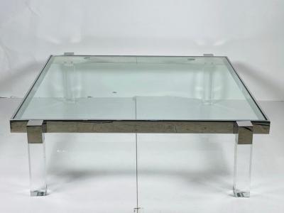 Amparo Calderon Tapia Lucite Solid Stainless Steel Coffee Table by Amparo Calderon Tapia