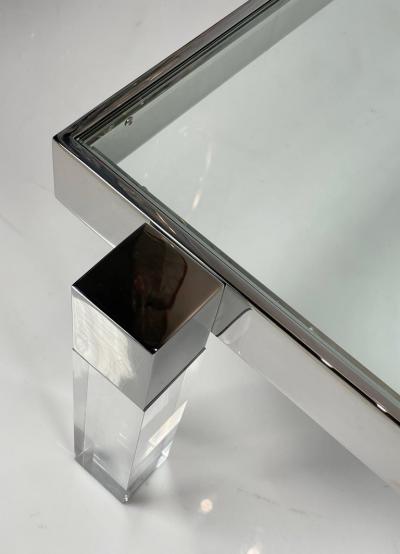 Amparo Calderon Tapia Lucite Solid Stainless Steel Coffee Table by Amparo Calderon Tapia