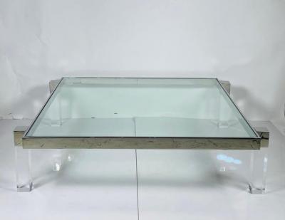 Amparo Calderon Tapia Lucite Solid Stainless Steel Coffee Table by Amparo Calderon Tapia