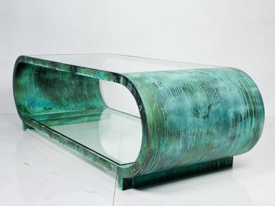 Amparo Calderon Tapia Scroll Coffee Table in Copper Acid Finish by Amparo Calderon Tapia