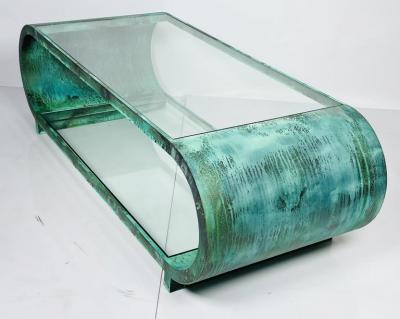 Amparo Calderon Tapia Scroll Coffee Table in Copper Acid Finish by Amparo Calderon Tapia
