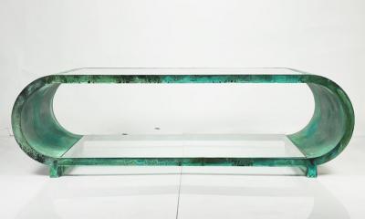 Amparo Calderon Tapia Scroll Coffee Table in Copper Acid Finish by Amparo Calderon Tapia