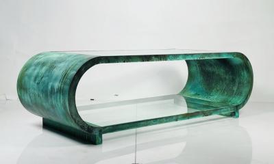 Amparo Calderon Tapia Scroll Coffee Table in Copper Acid Finish by Amparo Calderon Tapia