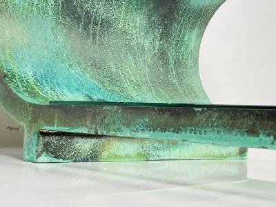 Amparo Calderon Tapia Scroll Coffee Table in Copper Acid Finish by Amparo Calderon Tapia