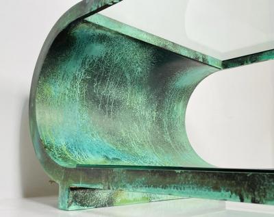 Amparo Calderon Tapia Scroll Coffee Table in Copper Acid Finish by Amparo Calderon Tapia