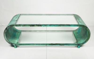 Amparo Calderon Tapia Scroll Coffee Table in Copper Acid Finish by Amparo Calderon Tapia