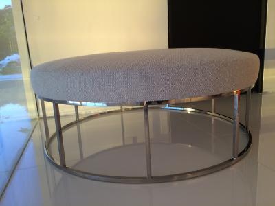 Amparo Calderon Tapia Stunning Custom Designed Round Ottoman with Stainless Steel Base