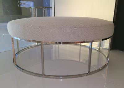 Amparo Calderon Tapia Stunning Custom Designed Round Ottoman with Stainless Steel Base