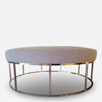 Amparo Calderon Tapia Stunning Custom Designed Round Ottoman with Stainless Steel Base