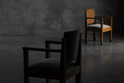 Amsterdam School Art Deco Oak Armchairs Netherlands 1920s