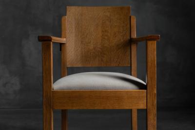 Amsterdam School Art Deco Oak Armchairs Netherlands 1920s