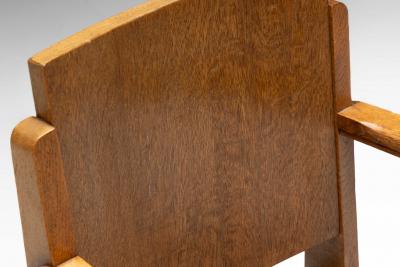 Amsterdam School Art Deco Oak Armchairs Netherlands 1920s