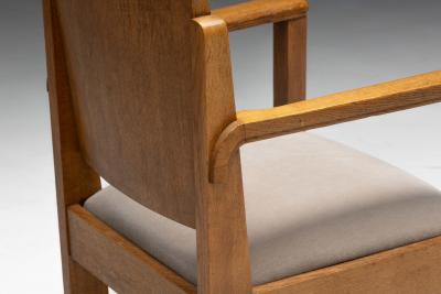 Amsterdam School Art Deco Oak Armchairs Netherlands 1920s