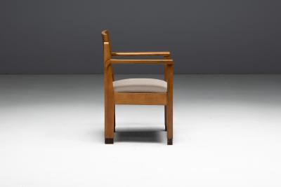 Amsterdam School Art Deco Oak Armchairs Netherlands 1920s