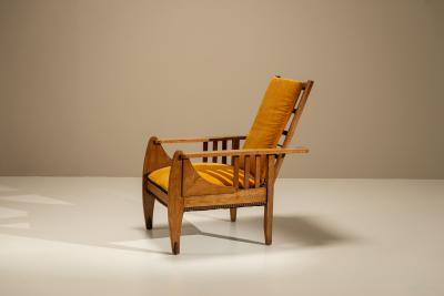 Amsterdam School Reclining Armchair in Oak The Netherlands 1930s